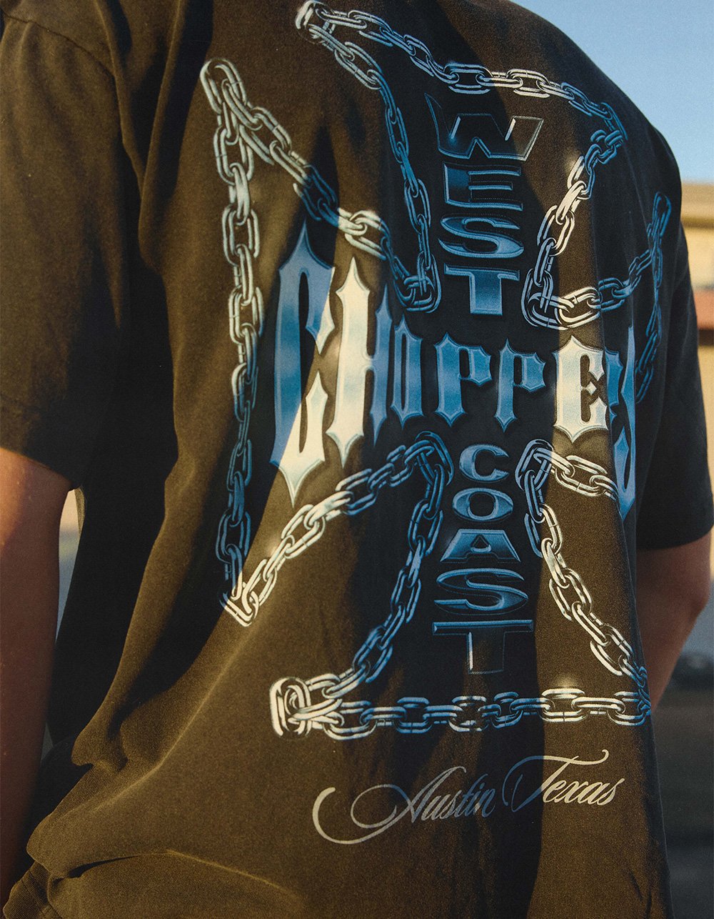 WEST COAST CHOPPERS Chained Up Mens Tee - WASHED BLACK