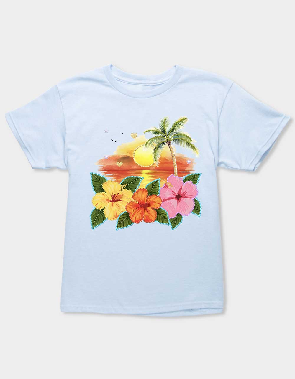 HIBISCUS Gem Sunset Girls Tee - LIGHT BLUE