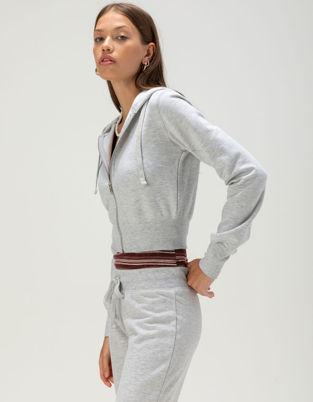 TILLYS Womens Zip-Up Hoodie - HEATHER GRAY