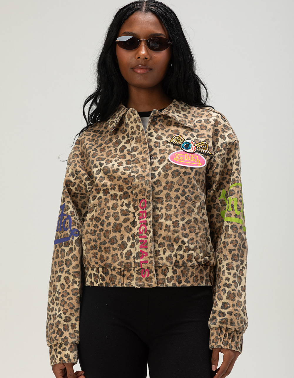 VON DUTCH LEOPARD Womens Bomber Jacket