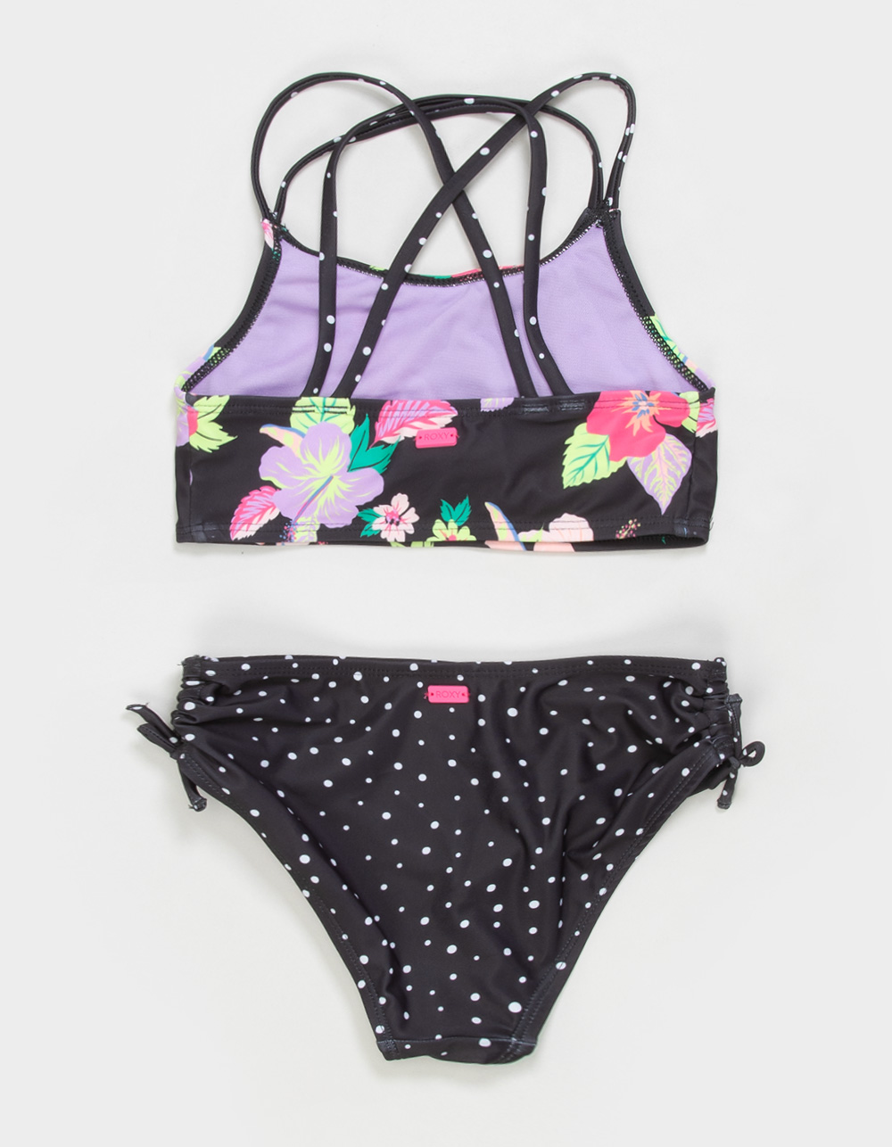 ROXY Wanderlust Girls High Neck Bikini Set - BLACK COMBO
