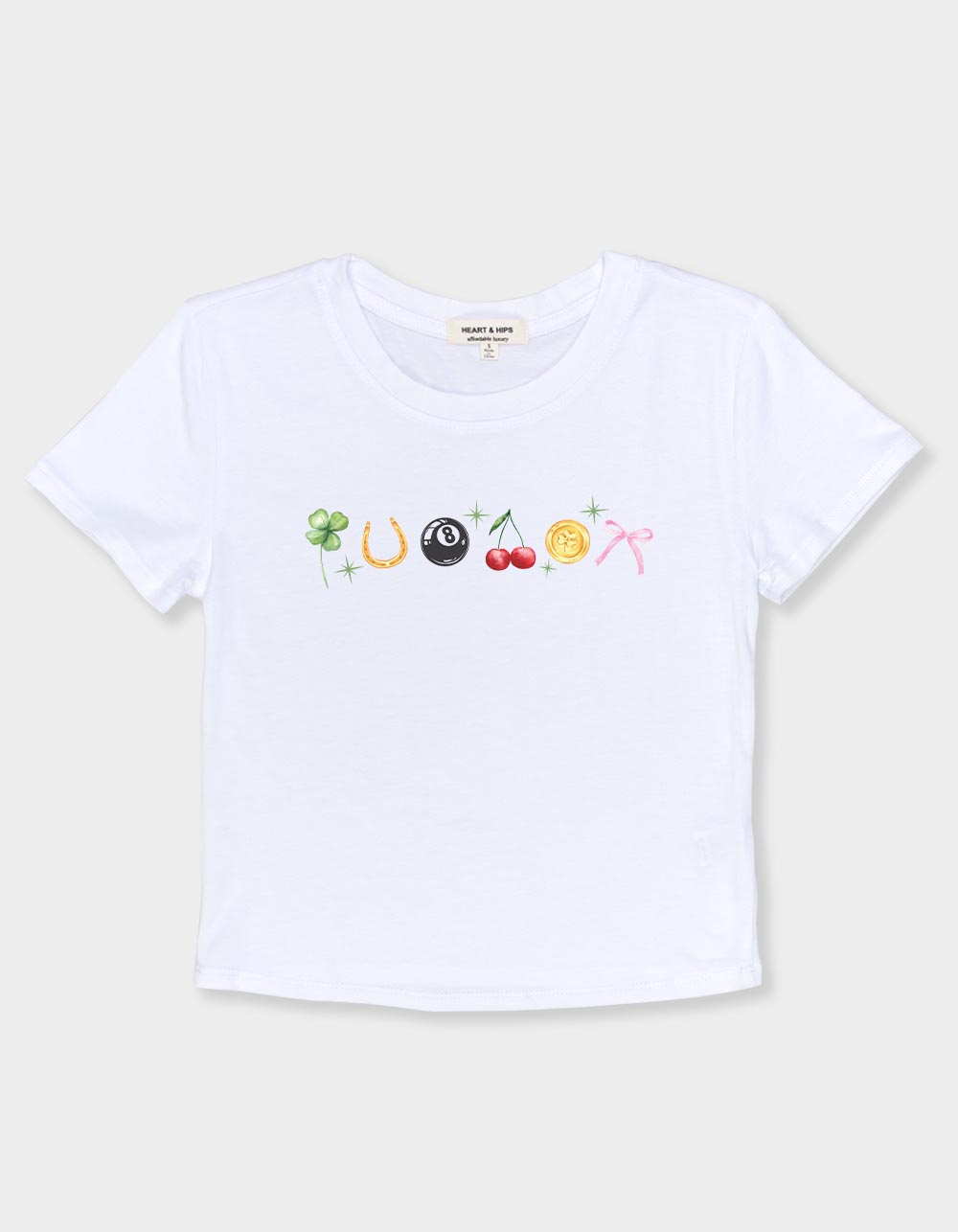 ELEMENTS Lucky Icons Womens Baby Tee - WHITE
