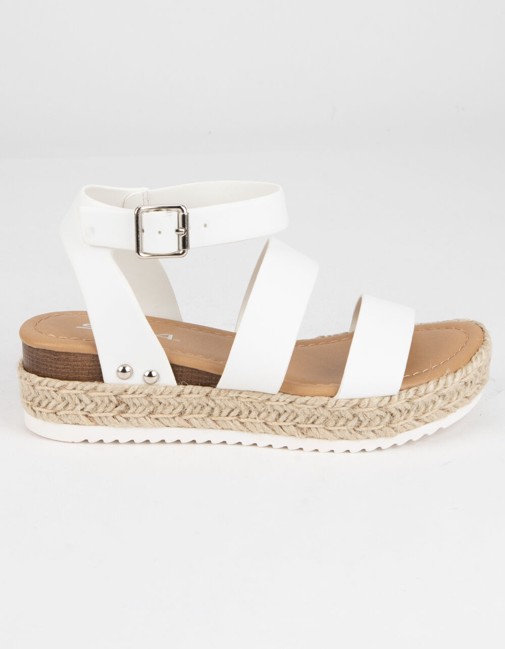 SODA Double Band Girls White Flatform Sandals - WHITE | Tillys