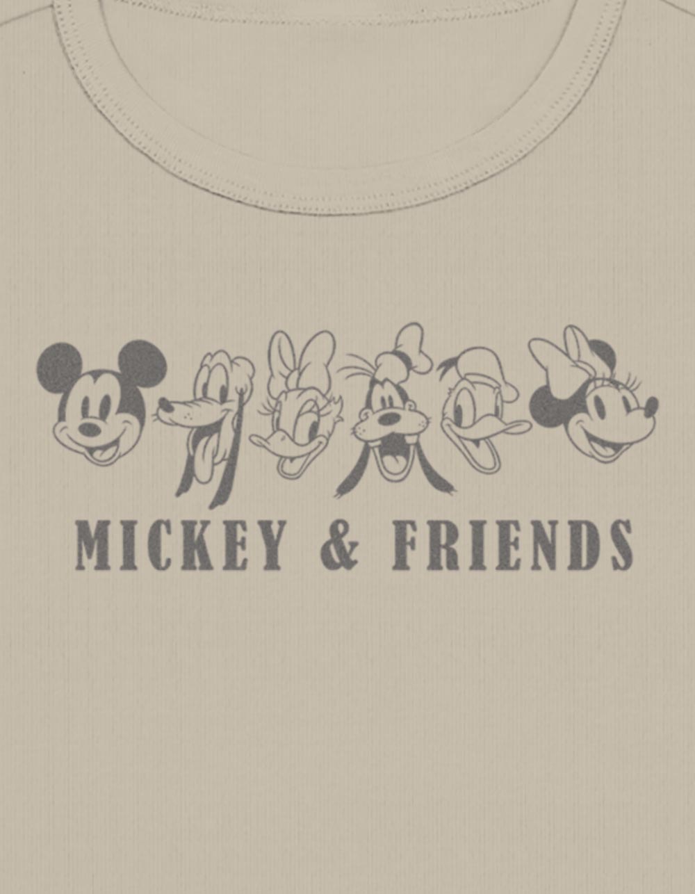 DISNEY Mickey & Friends Womens Baby Tee - TAUPE