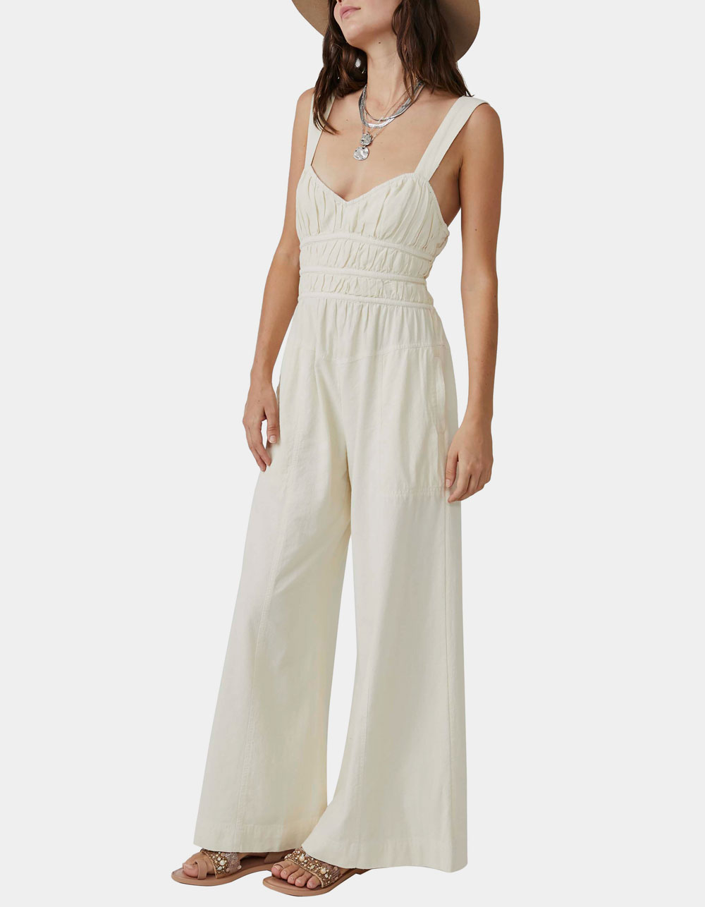 FREE PEOPLE After All Ruched One Piece Womens Jumpsuit - WHITE | Tillys