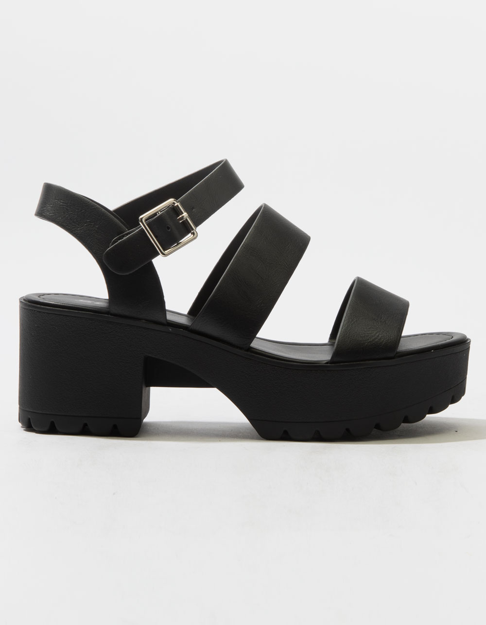 SODA Lug Sole Ankle Strap Womens Platform Sandals - BLACK | Tillys