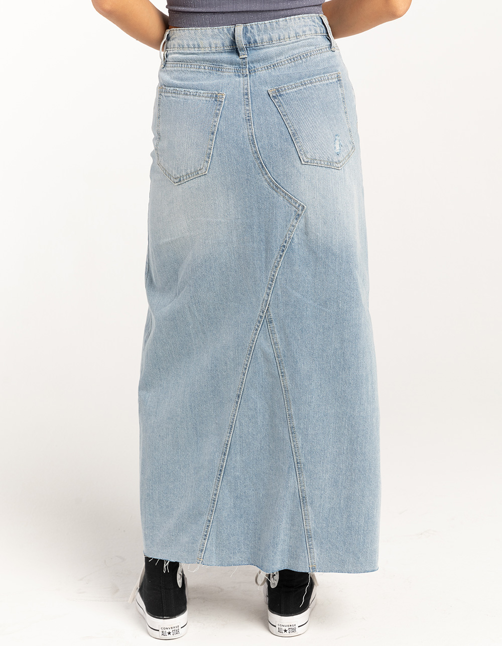 RSQ Womens Low Rise Denim Maxi Skirt - MEDIUM WASH