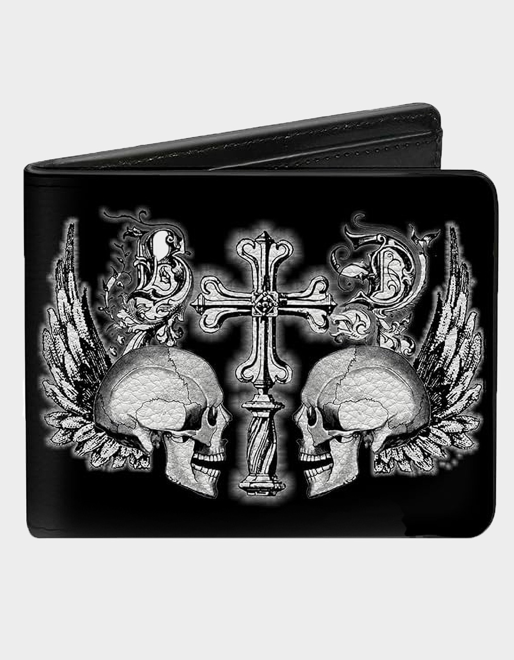 BUCKLE-DOWN Skulls Wings Bifold Wallet - BLACK COMBO