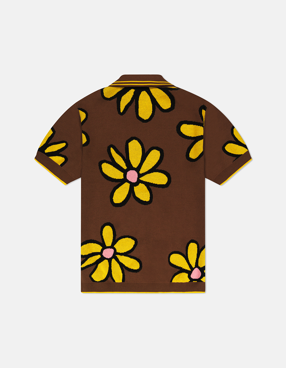 WESC Daisys Polo Collar Mens Short Sleeve Cardigan - BROWN