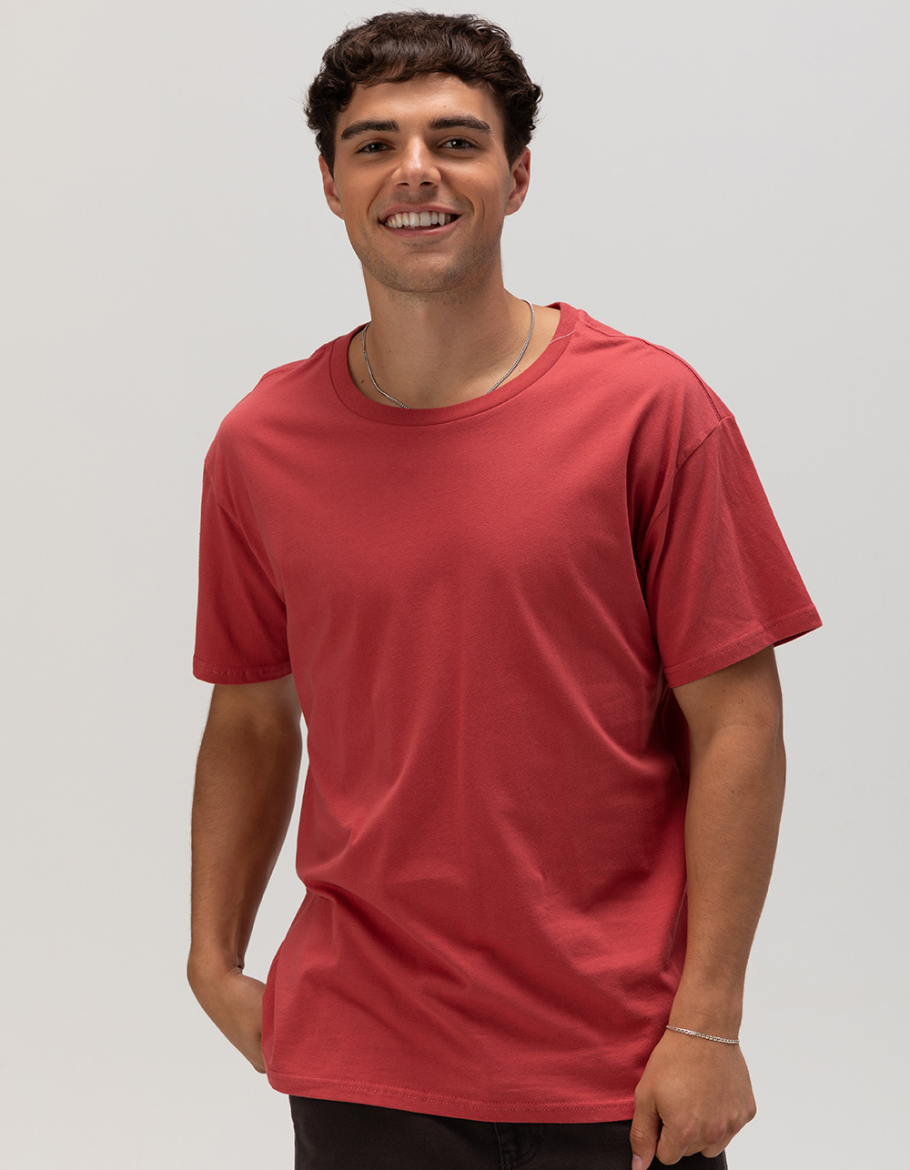 RSQ Mens Oversized Solid Tee - RED