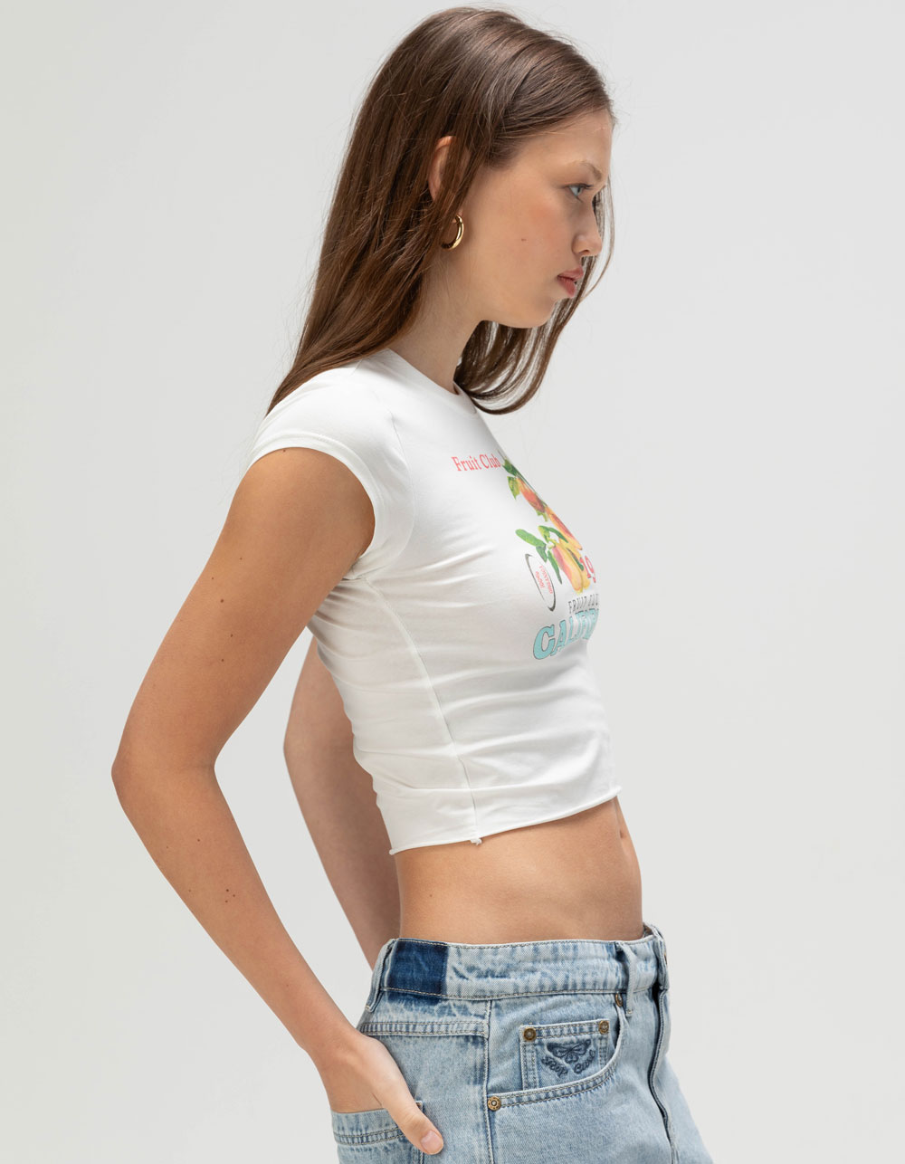 RSQ Womens California Peaches Baby Tee - WHITE