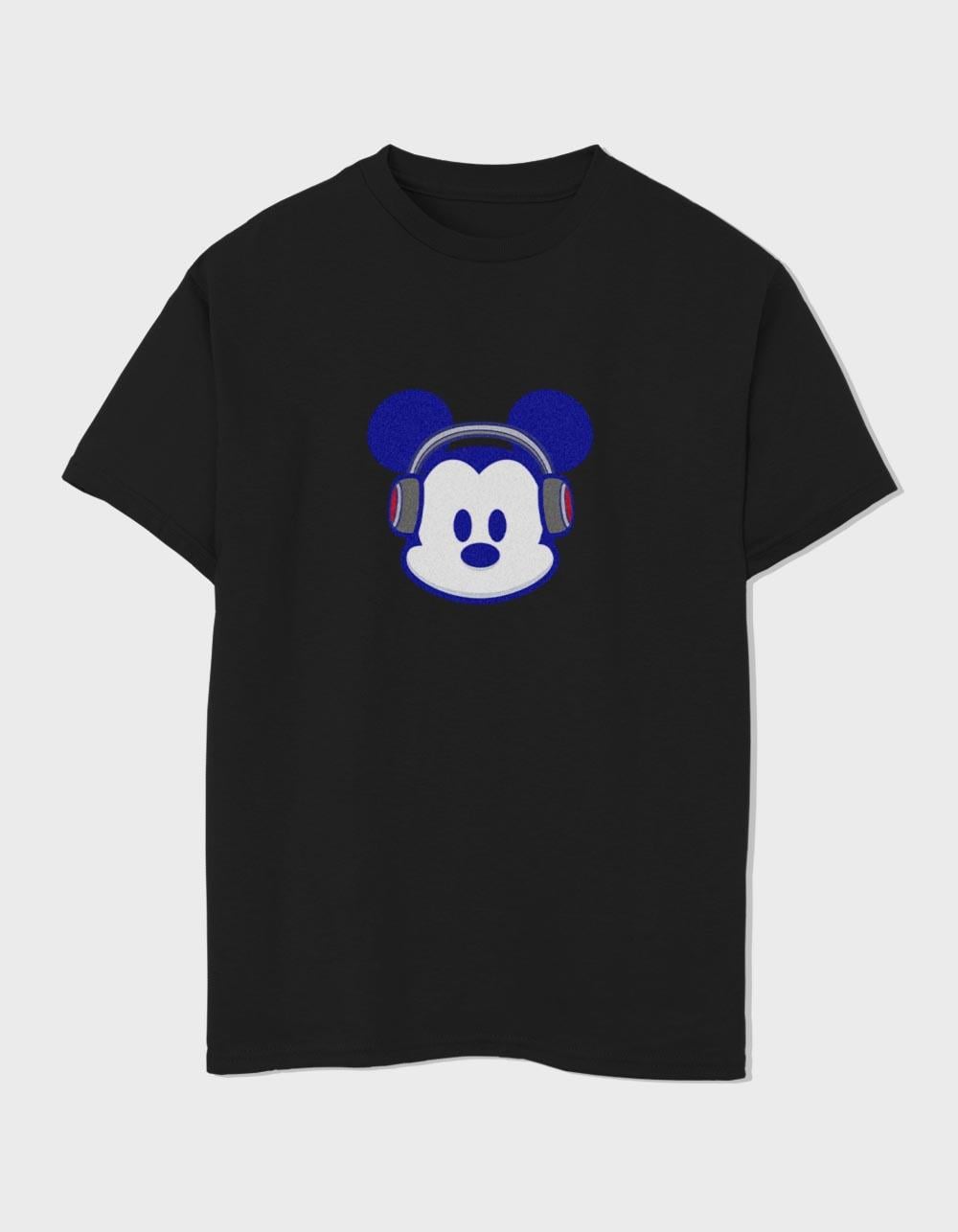 DISNEY Headphones Unisex Kids Tee - BLACK