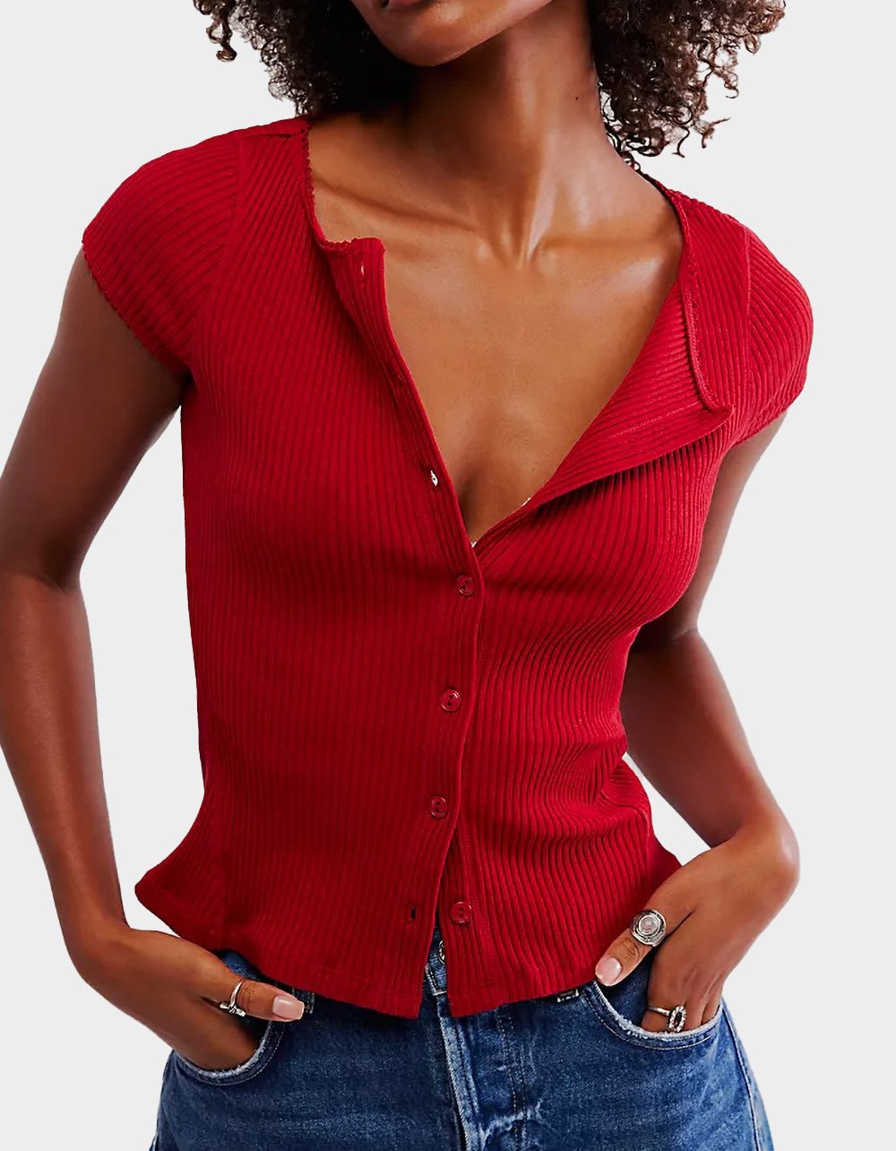 FREE PEOPLE Most Wanted Womens Cardi - CHERRY