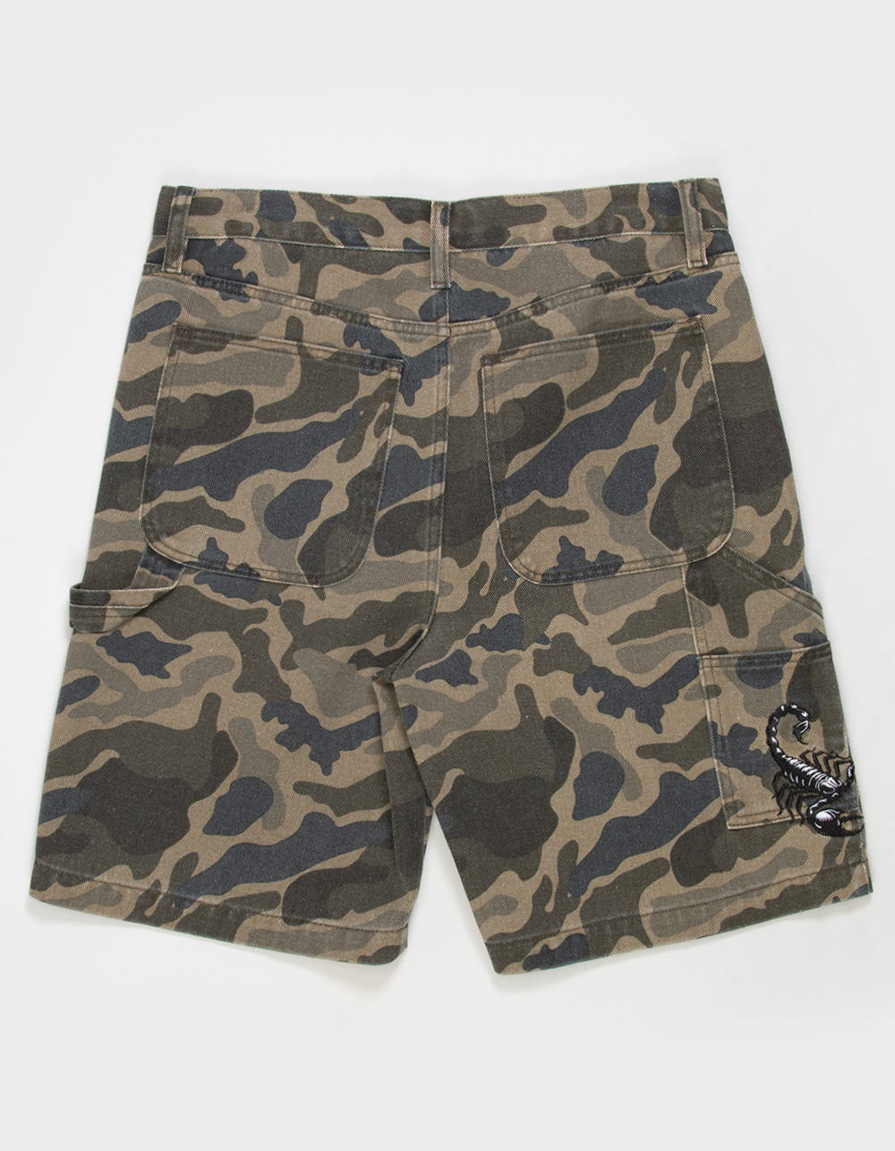 RSQ Mens Loose Embroidered Twill Utility Shorts - CAMO BLACK