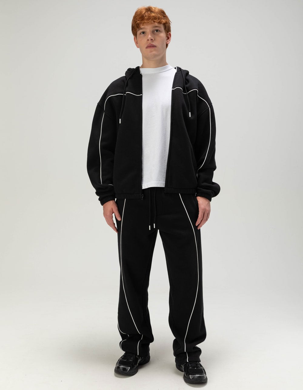 RSQ Mens Zip-Up Track Hoodie - BLACK