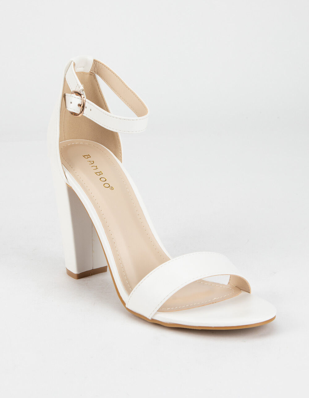 BAMBOO Ankle Strap Womens White Heels - WHITE | Tillys