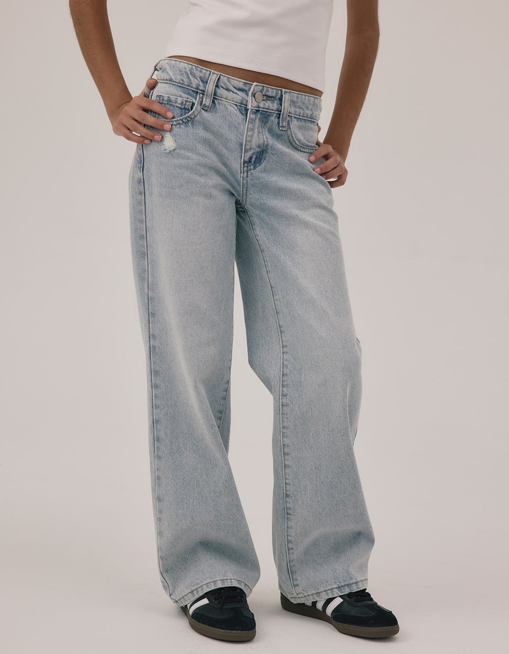 RSQ Girls Low Rise Wide Leg Jeans - LIGHT WASH