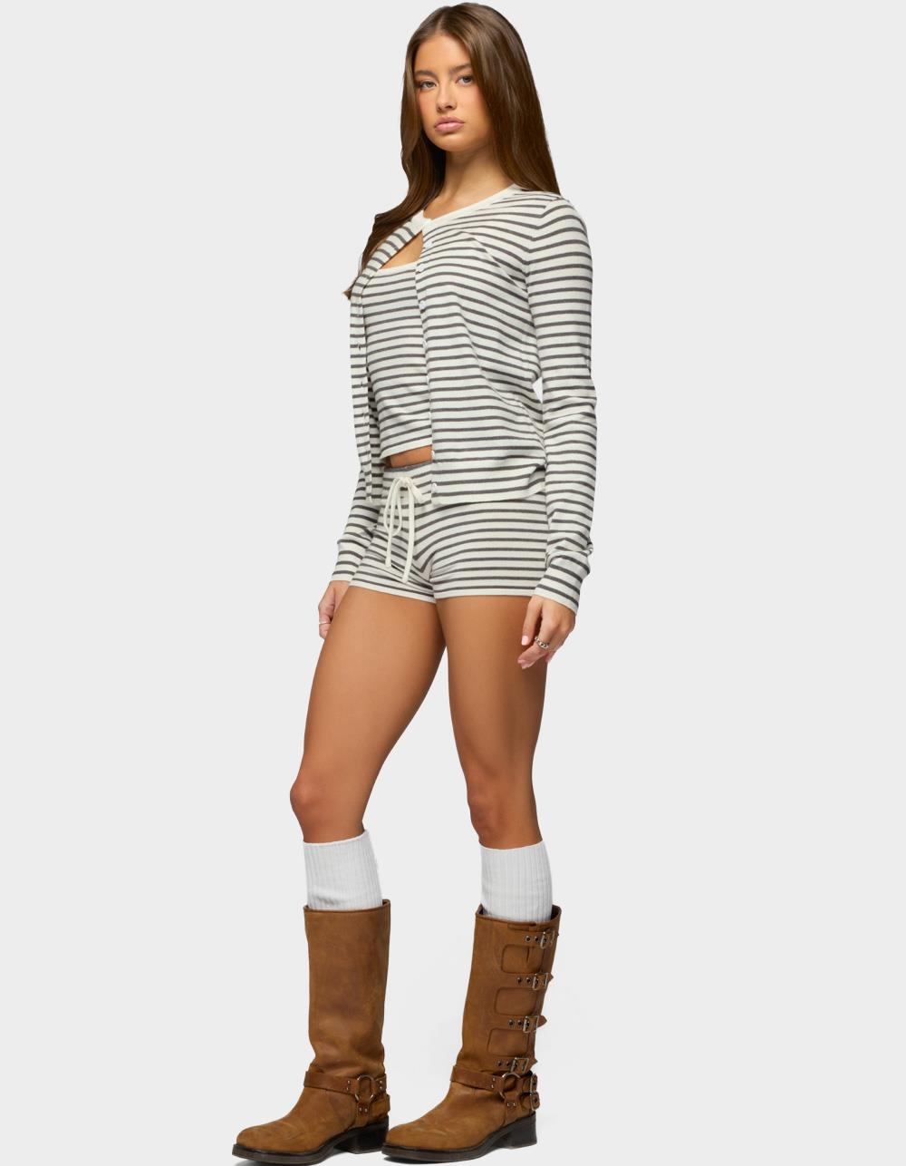 EDIKTED Lillian Striped Knit Shorts