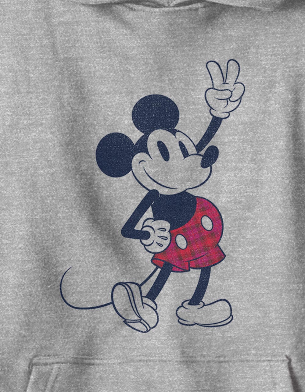 DISNEY Plaid Mickey Unisex Kids Hoodie - HEATHER GRAY