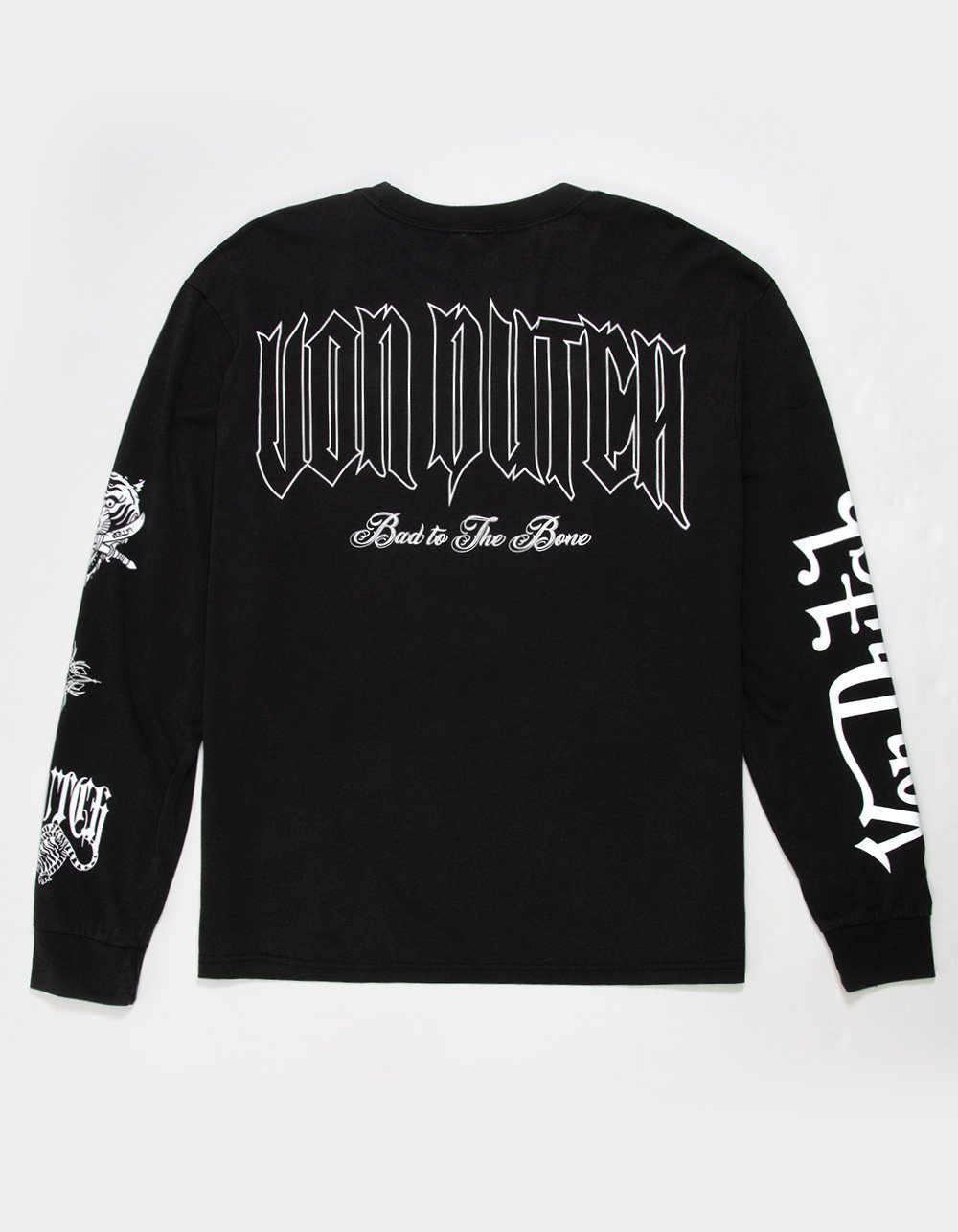 VON DUTCH Patch Mens Long Sleeve Tee - WASHED BLACK