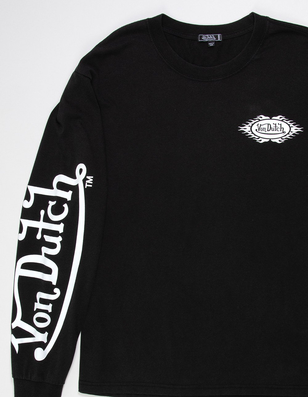VON DUTCH Patch Mens Long Sleeve Tee - WASHED BLACK