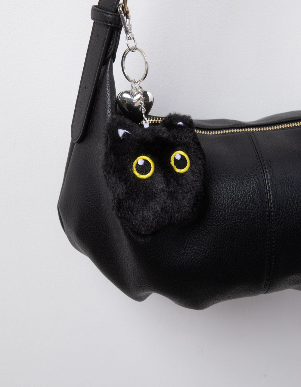 FULL TILT Plush Black Cat Bag Charm - BLACK