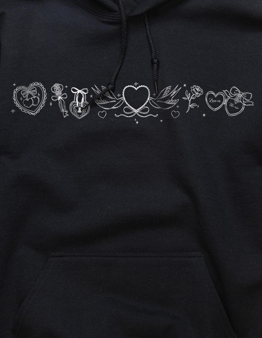HEARTS Dove Wings Unisex Hoodie - BLACK