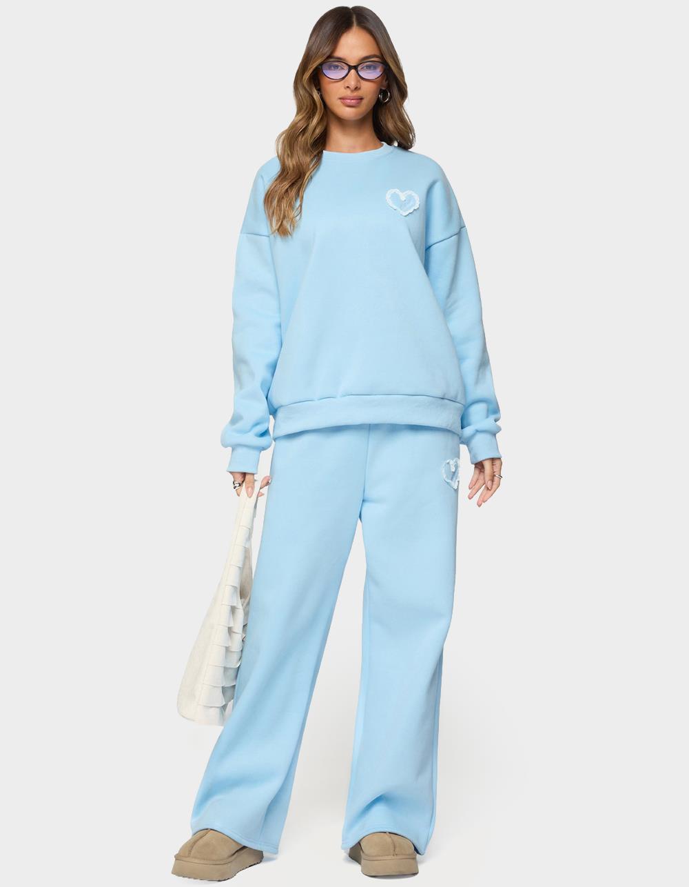 Edikted Love Oversized Sweatshirt - LIGHT BLUE