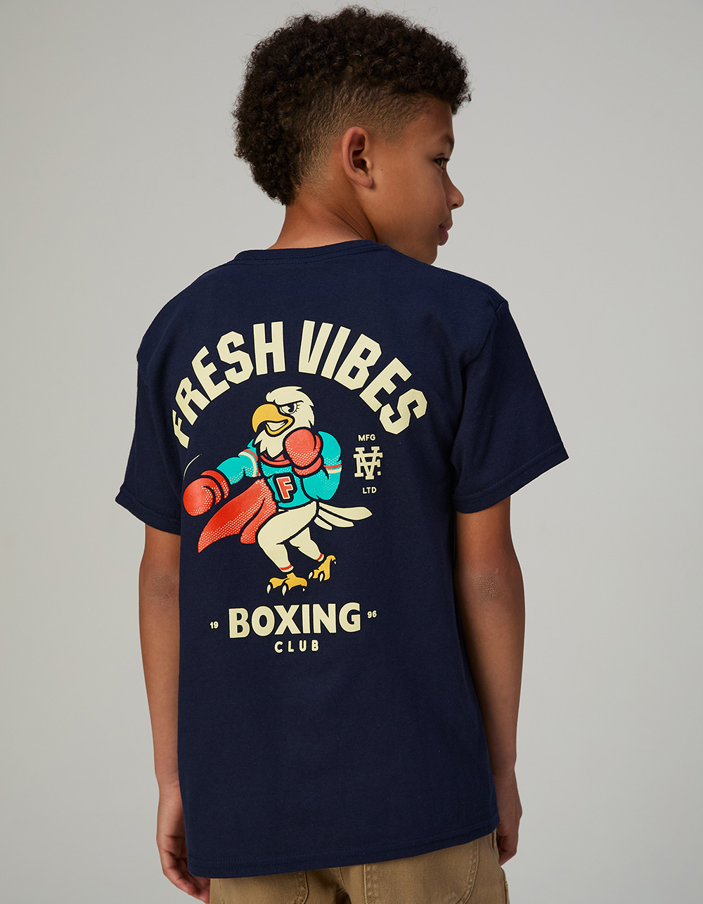 FRESH VIBES Boxing Club Boys Tee - NAVY
