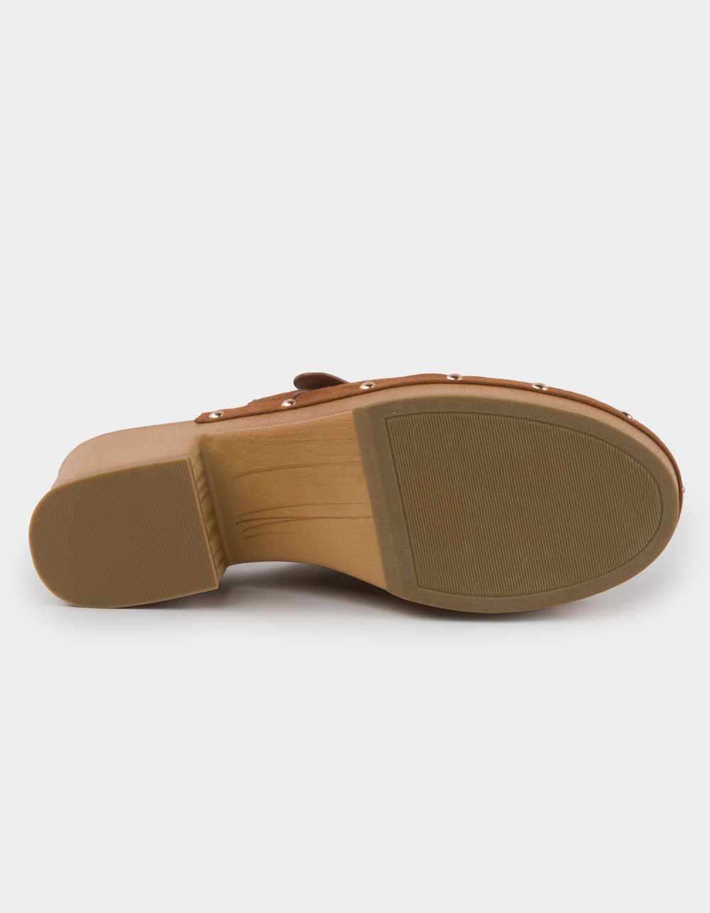 BAMBOO Lumber Stud Womens Clog Heels - CAMEL