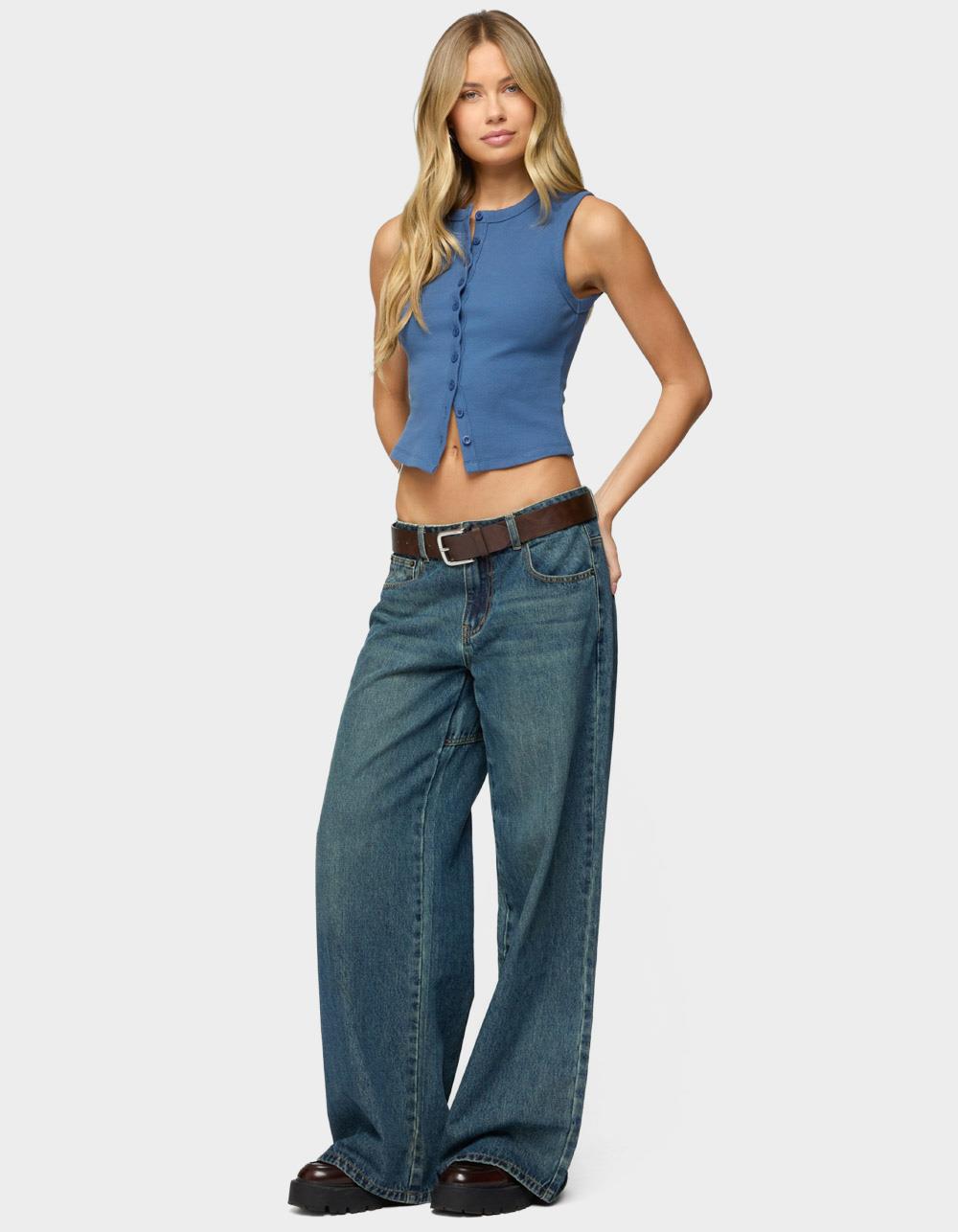 EDIKTED Basel Button Up Tank Top