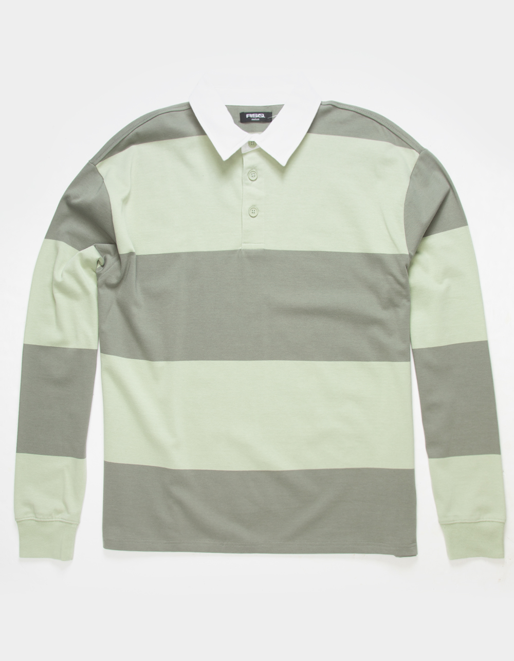 RSQ Mens Striped Rugby Shirt - GREEN 