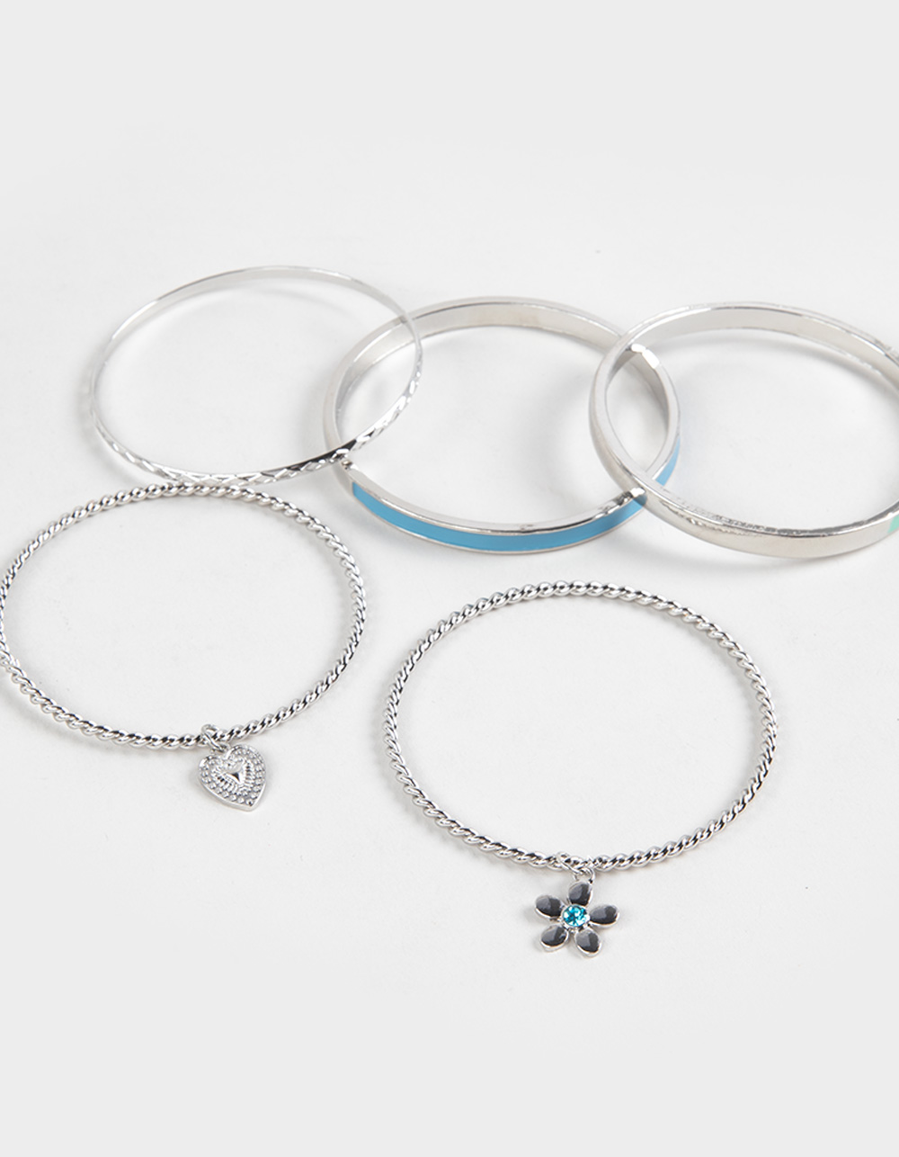 FULL TILT Textured Bangle Bracelet Set - SILVER