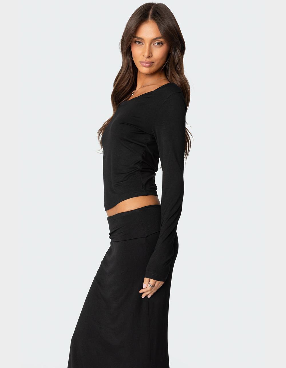 EDIKTED Johanna Cowl Neck Top - BLACK