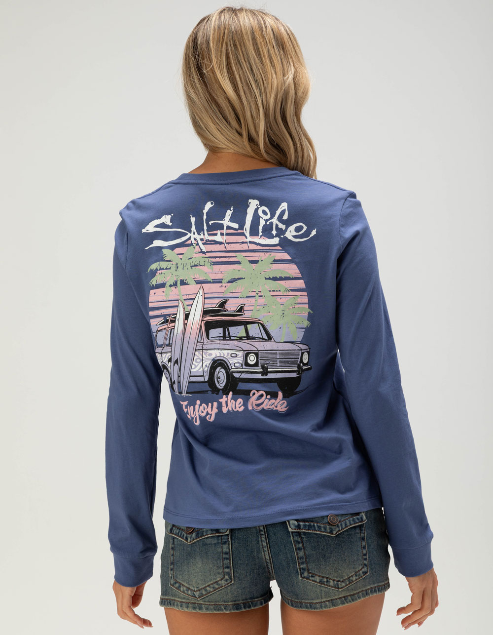 SALT LIFE Adventure V Womens Long Sleeve Tee - NAVY