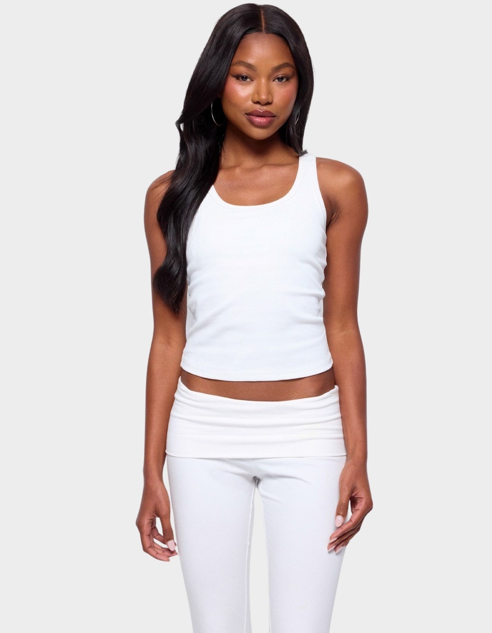 EDIKTED Ailsa Ribbed Built Bra Tank Top - WHITE