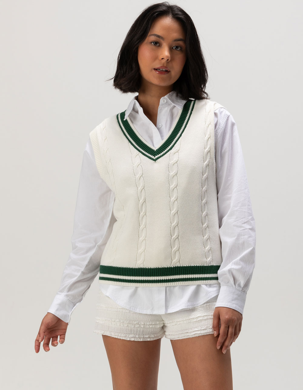 RSQ Womens White Button Up Long Sleeve Shirt - WHITE