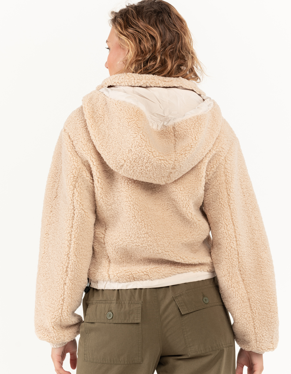 LOVE TREE Womens Sherpa Zip Up Jacket NATURAL Tillys