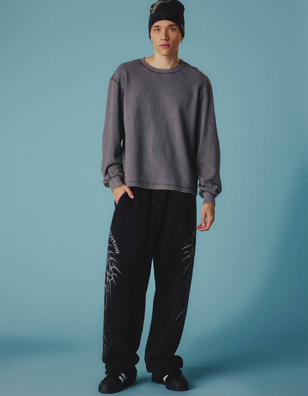 AFFLICTION Skeleton Mens Wide Leg Sweatpants - BLACK