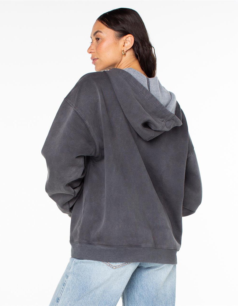 ROXY Lineup Oversize Zip Womens Hoodie - BLACK