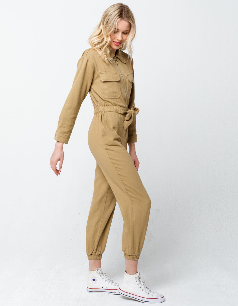 KNOW ONE CARES Belted Womens Boiler Suit - KHAKI | Tillys