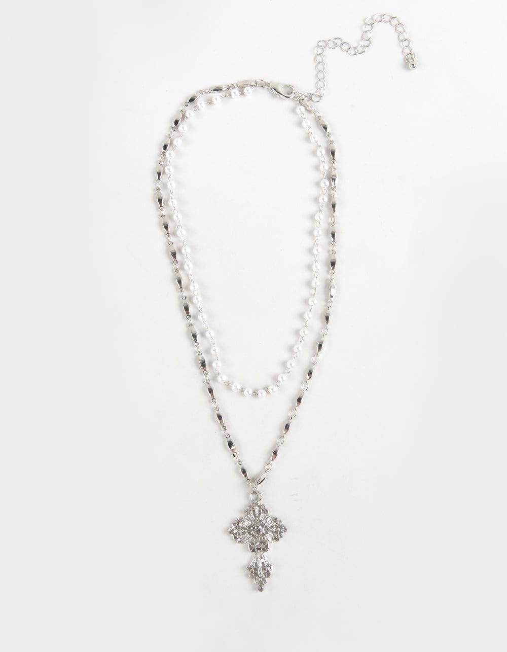 FULL TILT Cross Layered Necklace - SILVER