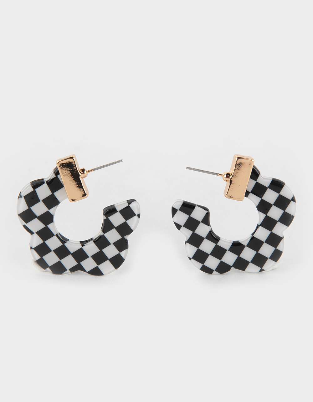 FULL TILT Checkered Hoop Earrings - BLK/WHT | Tillys