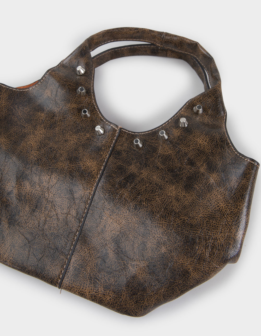 Studded Bucket Handbag - BROWN