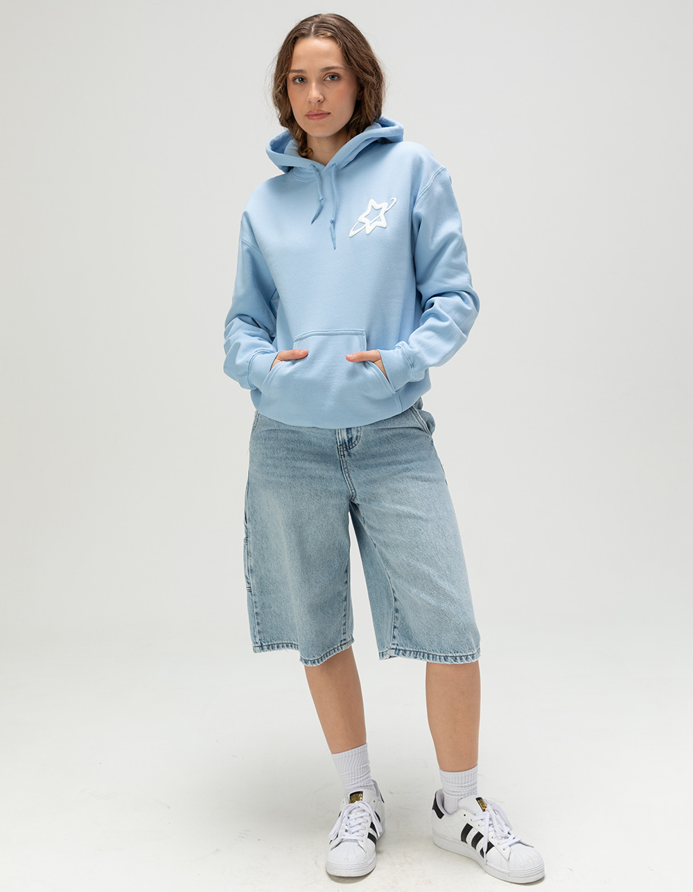 RIOT SOCIETY 2.0 Star Womens Hoodie - LIGHT BLUE