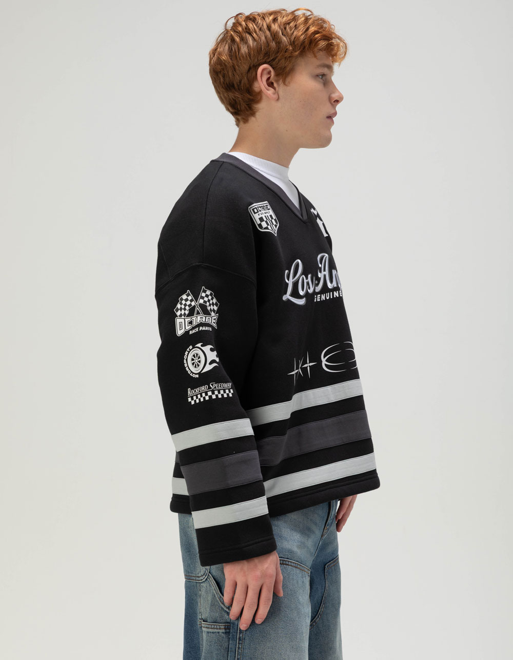 RSQ Hockey Mens Oversized Sweatshirt - BLACK