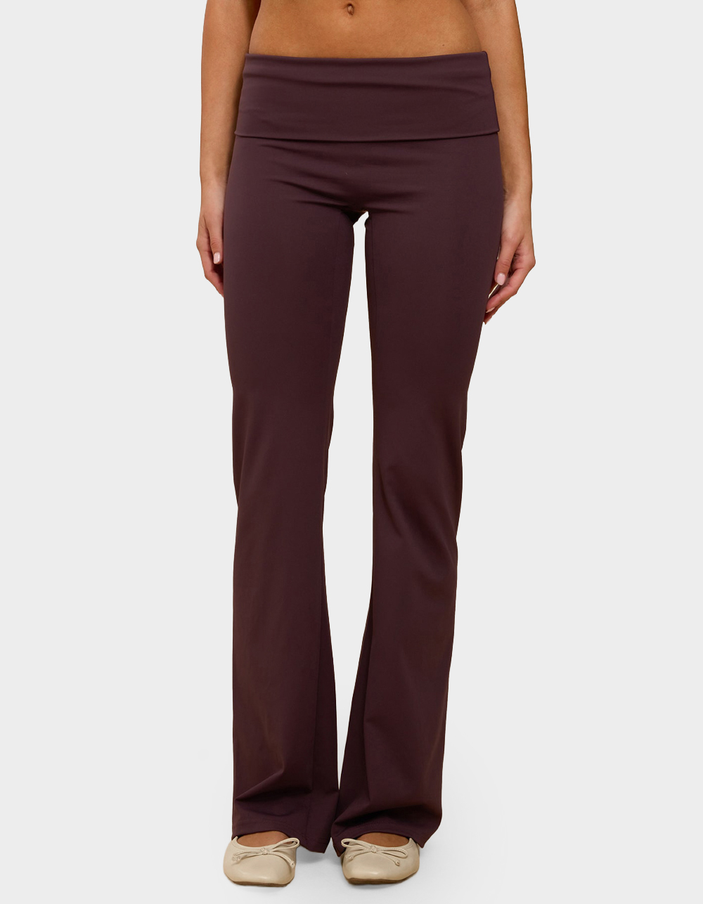 EDIKTED Oriane Foldover Flared Leggings - PURPLE