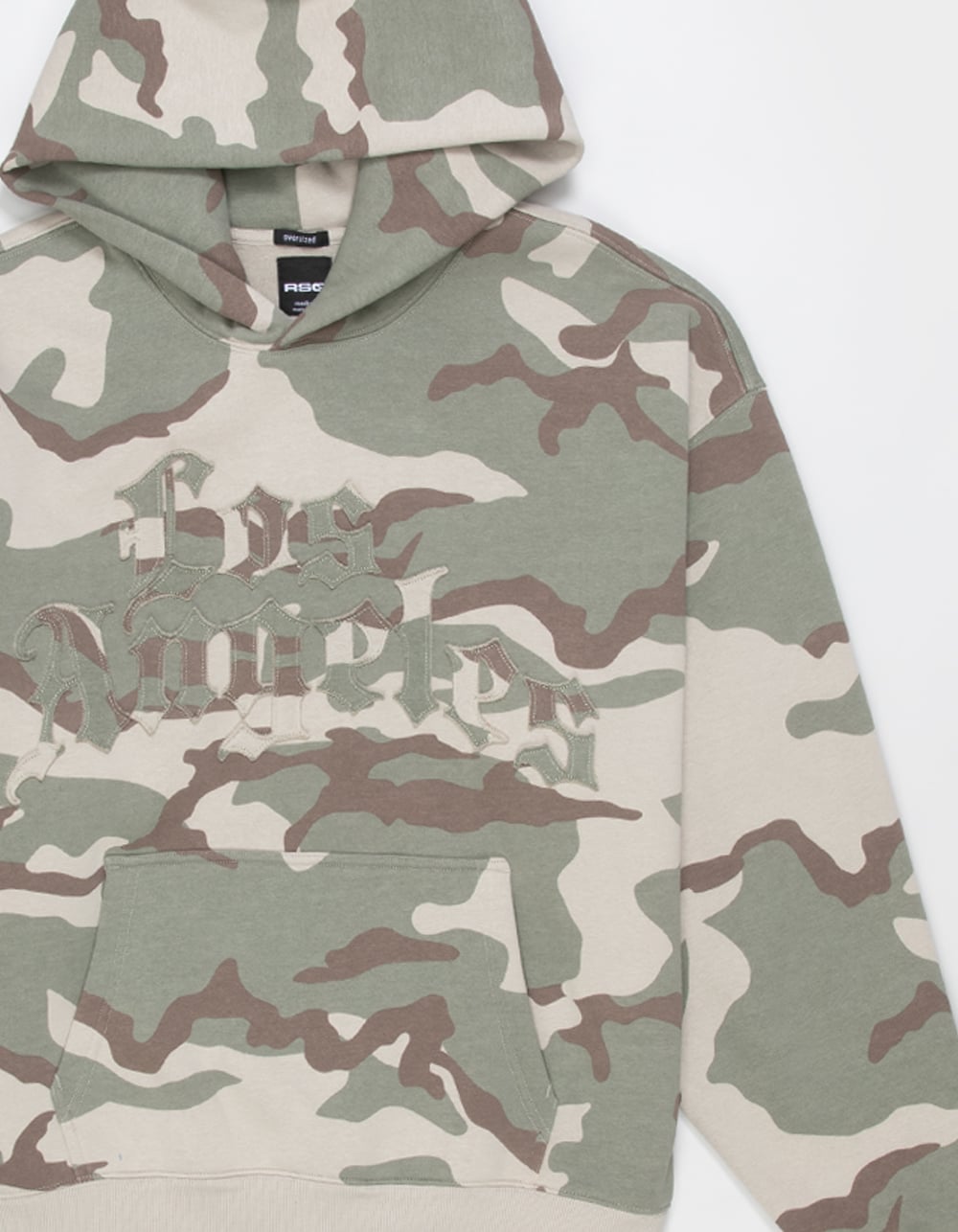 RSQ Mens Los Angeles CAMO Hoodie - GREEN