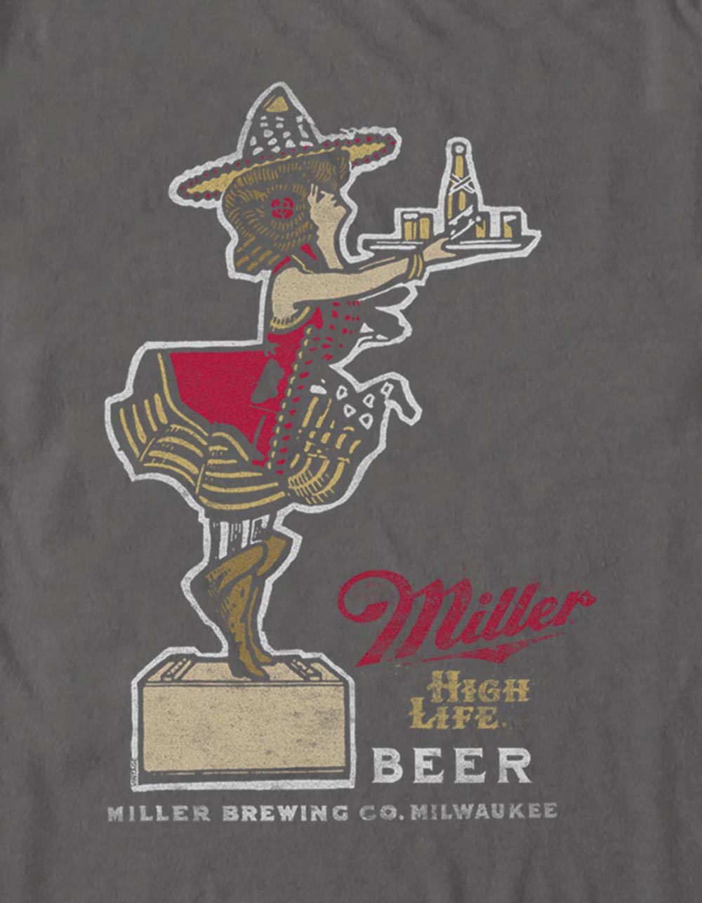 MILLER HIGH LIFE Girl Server Unisex Tee - CHARCOAL