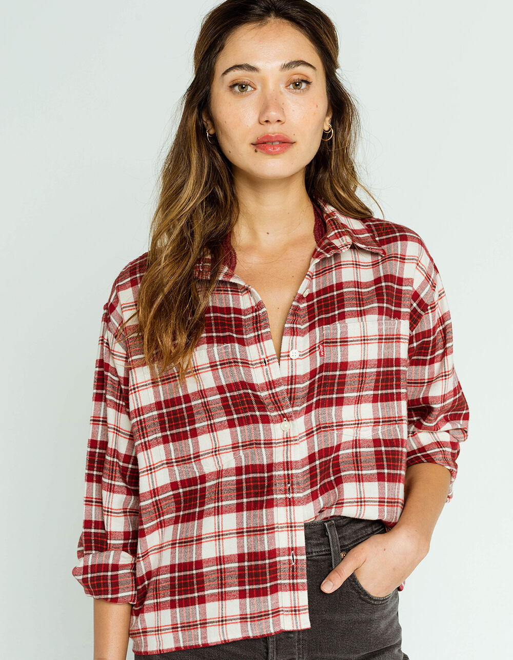 LEVI'S Maple Utility Womens Flannel Shirt - RED COMBO | Tillys